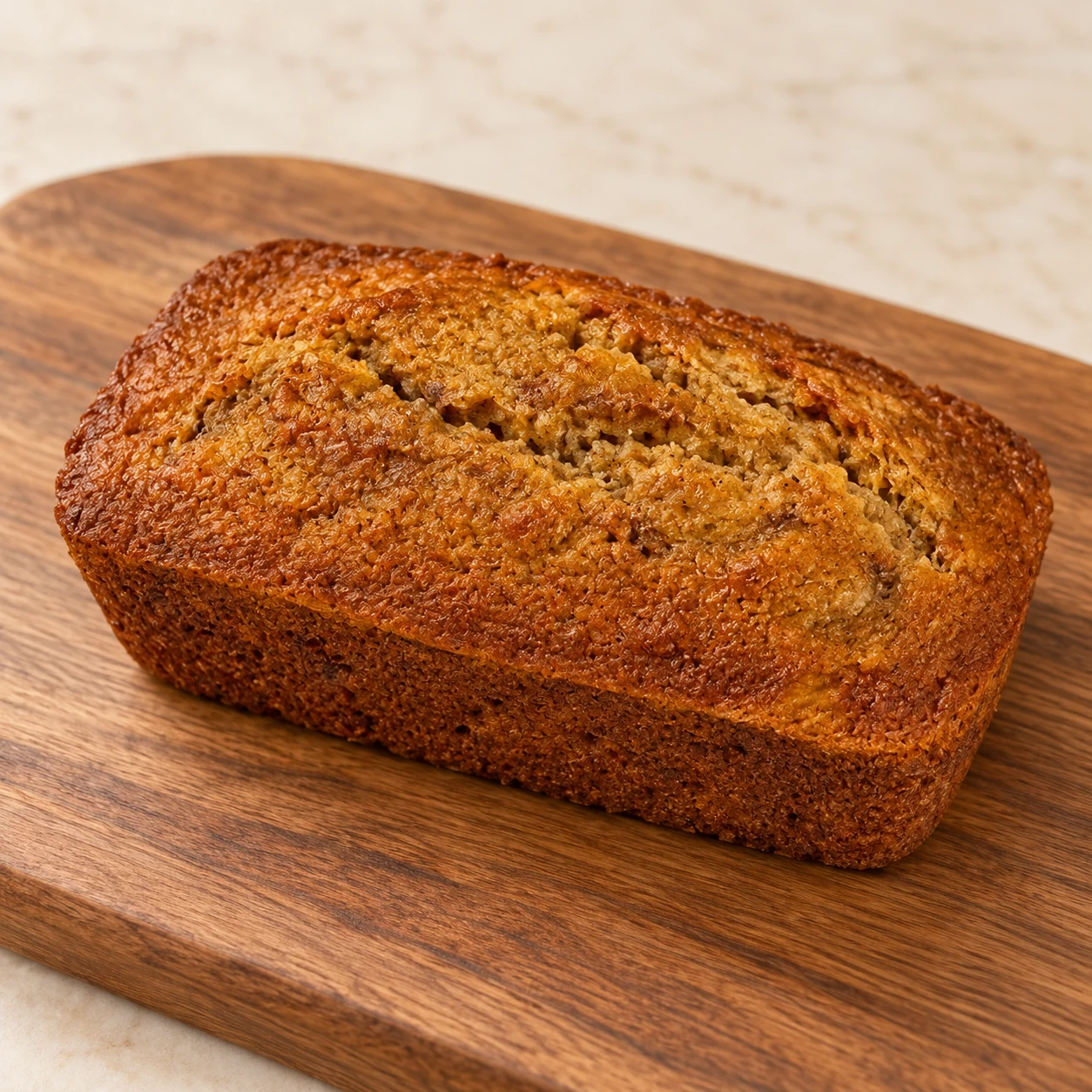 The Phillippi pumpkin banana bread on a wooden serving board